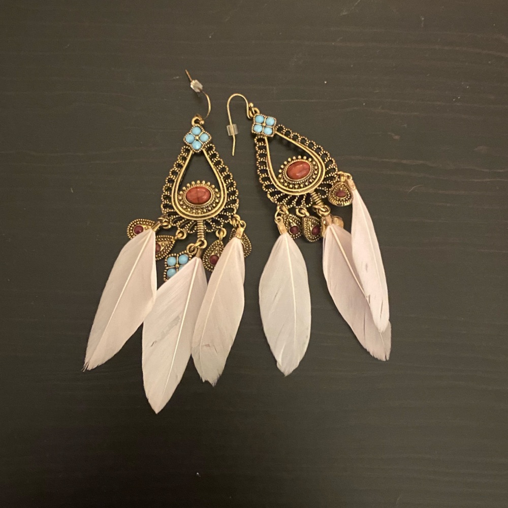 FEATHER DROP EARRINGS